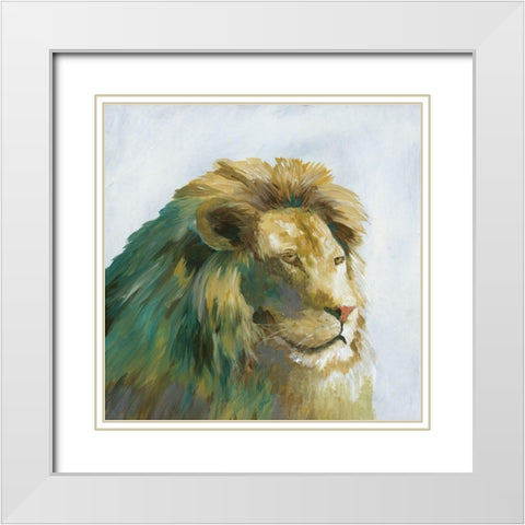 Jade Lion White Modern Wood Framed Art Print with Double Matting by Nan