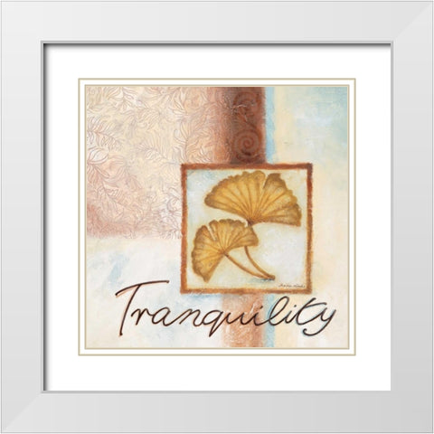 Tranquility White Modern Wood Framed Art Print with Double Matting by Woods, Maria