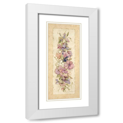 Sweetpeas for Annabelle I White Modern Wood Framed Art Print with Double Matting by Olson, Charlene