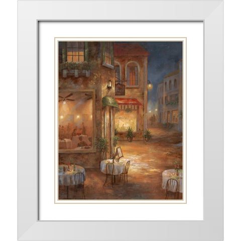 Cafe Marie White Modern Wood Framed Art Print with Double Matting by Nan