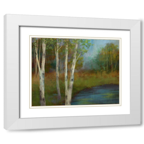 Beside The Still Waters White Modern Wood Framed Art Print with Double Matting by Nan