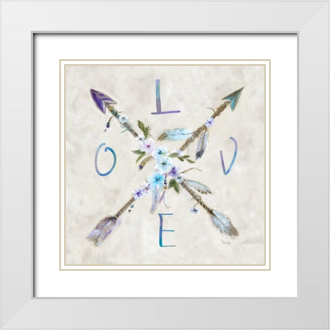 Boho Arrow Love White Modern Wood Framed Art Print with Double Matting by Dunlap, Marilyn