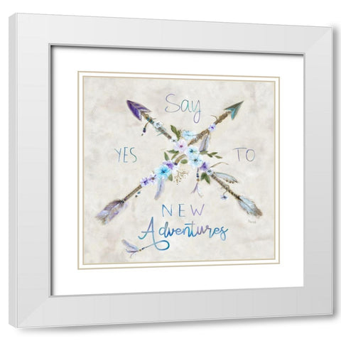 Boho Arrow White Modern Wood Framed Art Print with Double Matting by Dunlap, Marilyn