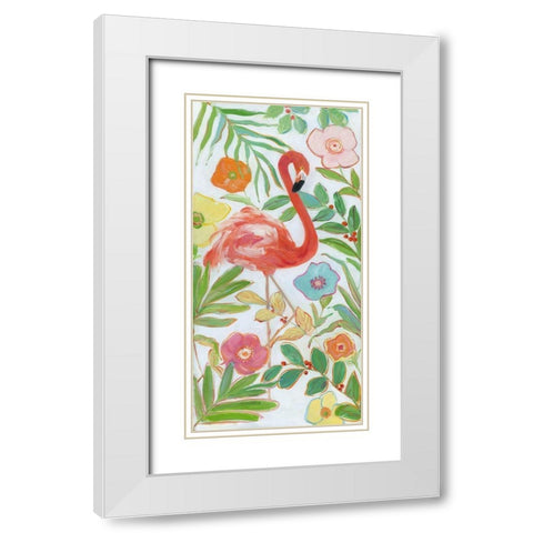 Flamingo Party I White Modern Wood Framed Art Print with Double Matting by Swatland, Sally