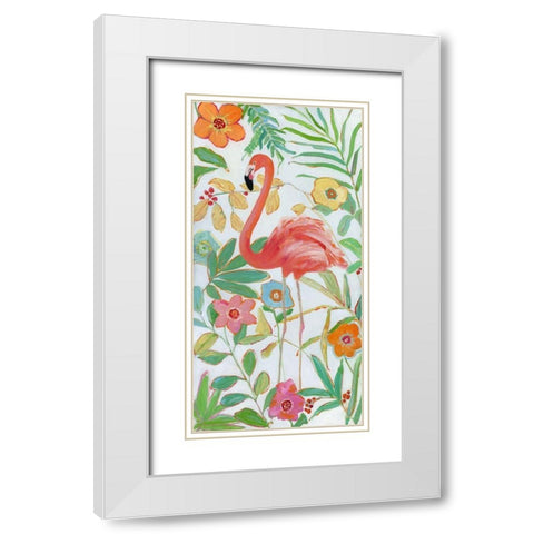 Flamingo Party II White Modern Wood Framed Art Print with Double Matting by Swatland, Sally