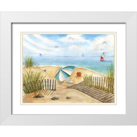 Beach Interlude White Modern Wood Framed Art Print with Double Matting by Halm, Carol