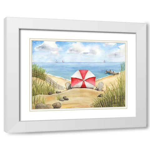 Beach Bliss White Modern Wood Framed Art Print with Double Matting by Halm, Carol