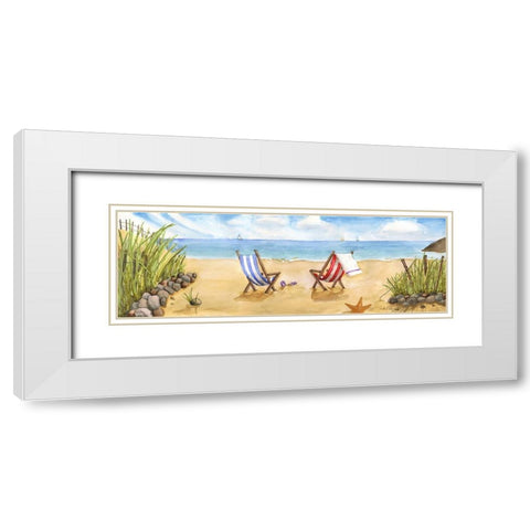 Beach For Two White Modern Wood Framed Art Print with Double Matting by Halm, Carol