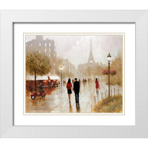 Romantic Stroll White Modern Wood Framed Art Print with Double Matting by Orme, E. Anthony