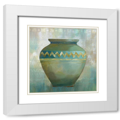 Jade Vessel White Modern Wood Framed Art Print with Double Matting by Nan