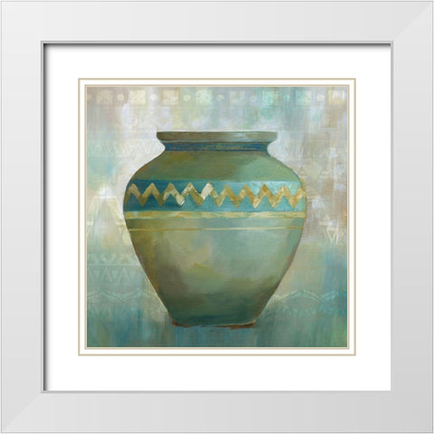 Jade Vessel White Modern Wood Framed Art Print with Double Matting by Nan