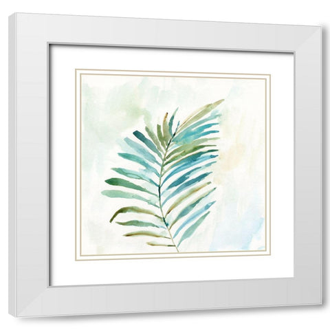Tropical Leaf I White Modern Wood Framed Art Print with Double Matting by Nan
