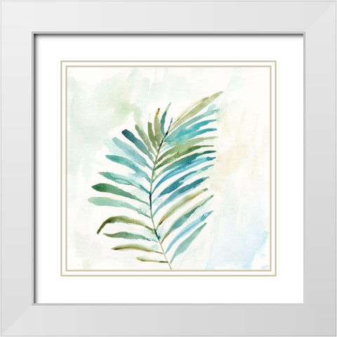 Tropical Leaf I White Modern Wood Framed Art Print with Double Matting by Nan