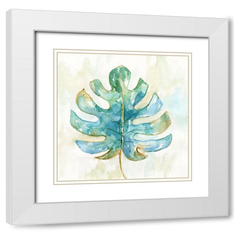 Tropical Leaf II White Modern Wood Framed Art Print with Double Matting by Nan