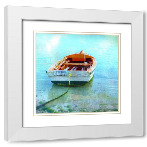 Color Tint Boat White Modern Wood Framed Art Print with Double Matting by Nan