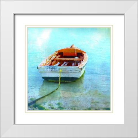 Color Tint Boat White Modern Wood Framed Art Print with Double Matting by Nan