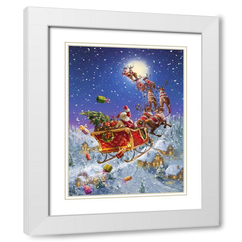 Santas Sleigh White Modern Wood Framed Art Print with Double Matting by Corti, Marcello