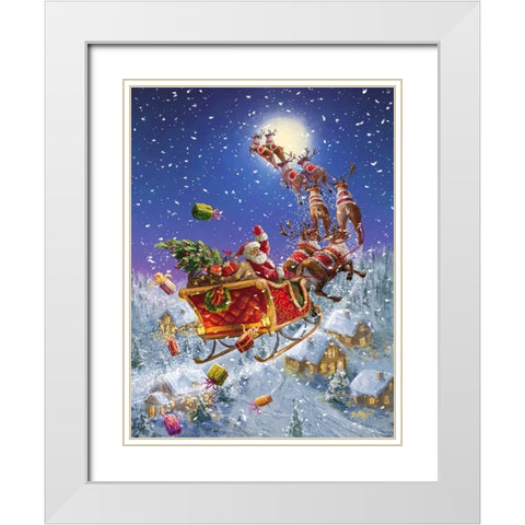 Santas Sleigh White Modern Wood Framed Art Print with Double Matting by Corti, Marcello