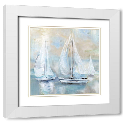 Sail Afar White Modern Wood Framed Art Print with Double Matting by Nan