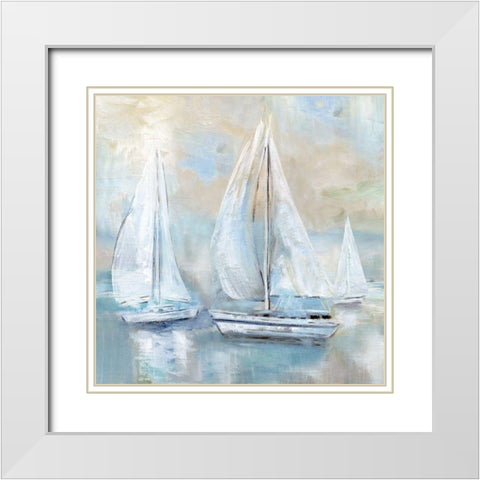 Sail Afar White Modern Wood Framed Art Print with Double Matting by Nan