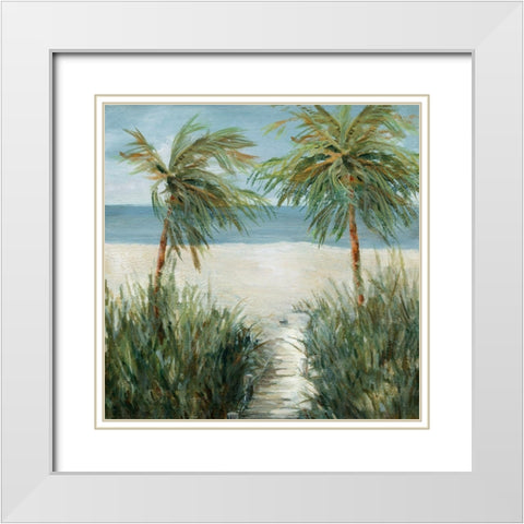 Sandy Beachwalk White Modern Wood Framed Art Print with Double Matting by Robinson, Carol