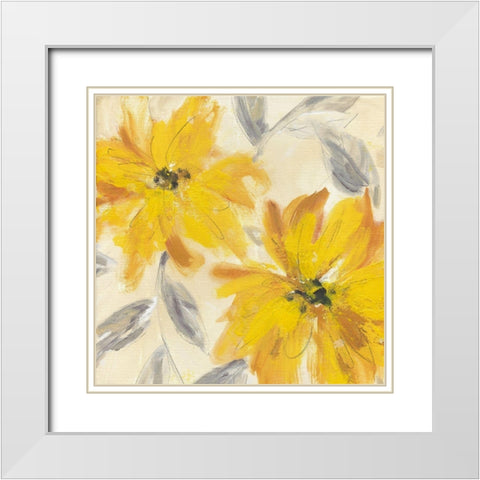 Floral Joy White Modern Wood Framed Art Print with Double Matting by Robinson, Carol
