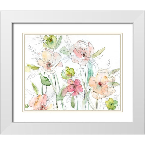 Garden Dance White Modern Wood Framed Art Print with Double Matting by Robinson, Carol
