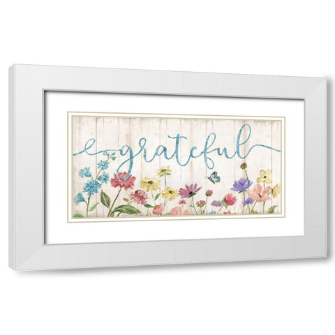 Grateful Wildflowers White Modern Wood Framed Art Print with Double Matting by Nan