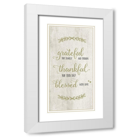 Grateful White Modern Wood Framed Art Print with Double Matting by CAD Designs