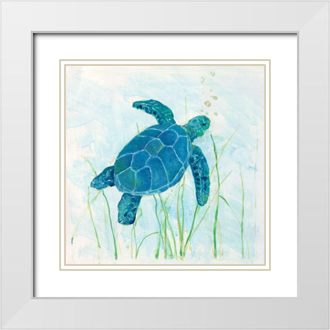 Reef Turtle I White Modern Wood Framed Art Print with Double Matting by Swatland, Sally