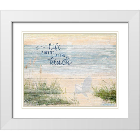 Life is Better White Modern Wood Framed Art Print with Double Matting by Swatland, Sally