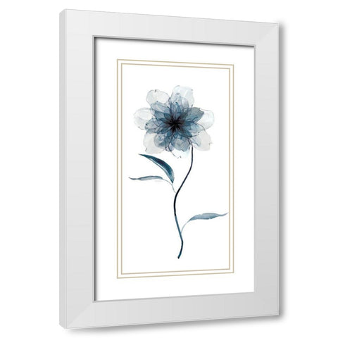 Indigo Foral II White Modern Wood Framed Art Print with Double Matting by Robinson, Carol