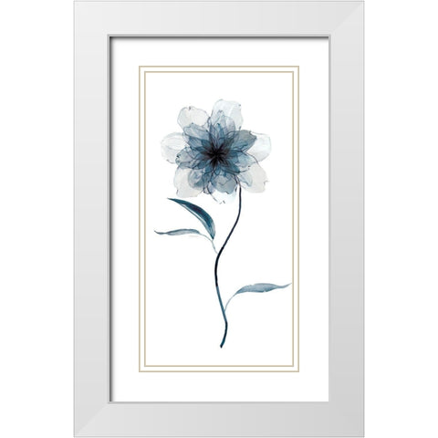 Indigo Foral II White Modern Wood Framed Art Print with Double Matting by Robinson, Carol