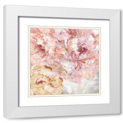 Contemporary Peonies I White Modern Wood Framed Art Print with Double Matting by Nan