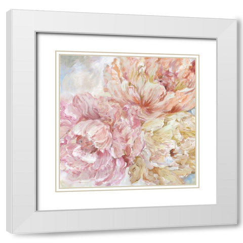 Contemporary Peonies II White Modern Wood Framed Art Print with Double Matting by Nan