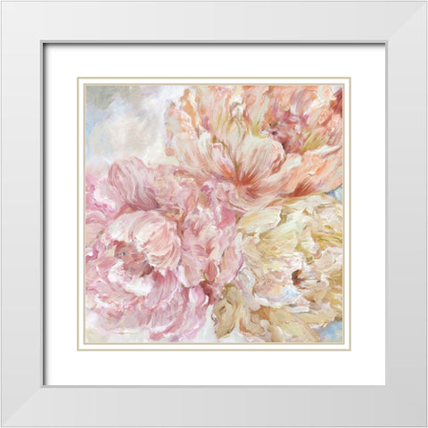 Contemporary Peonies II White Modern Wood Framed Art Print with Double Matting by Nan