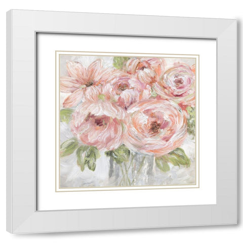 Sassy Bouquet White Modern Wood Framed Art Print with Double Matting by Nan