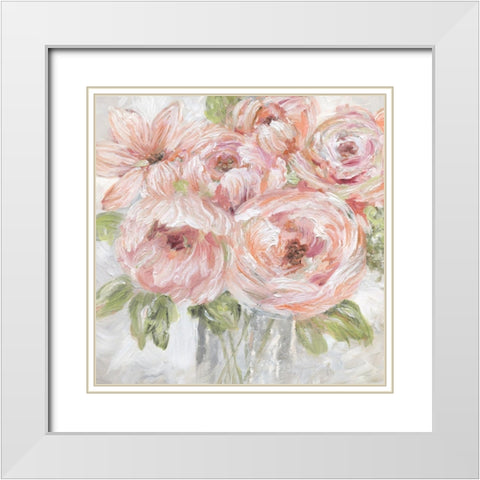 Sassy Bouquet White Modern Wood Framed Art Print with Double Matting by Nan