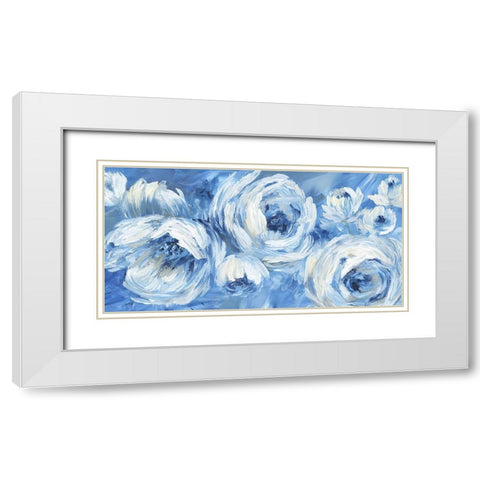 Contemporary Blue and White White Modern Wood Framed Art Print with Double Matting by Nan