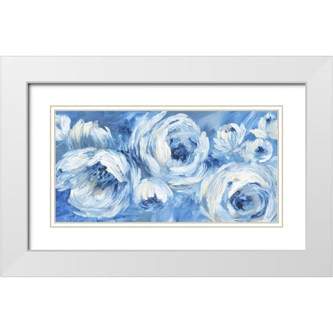 Contemporary Blue and White White Modern Wood Framed Art Print with Double Matting by Nan