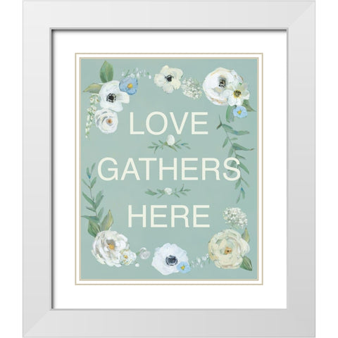Love Gathers White Modern Wood Framed Art Print with Double Matting by Swatland, Sally