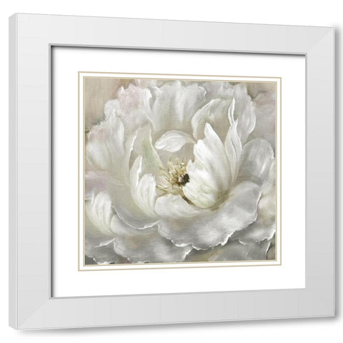 Perfect Peony White Modern Wood Framed Art Print with Double Matting by Nan