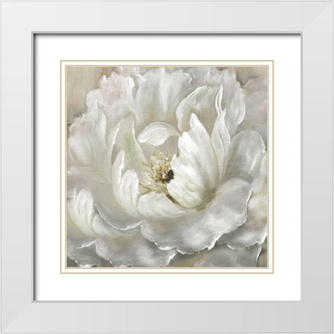 Perfect Peony White Modern Wood Framed Art Print with Double Matting by Nan