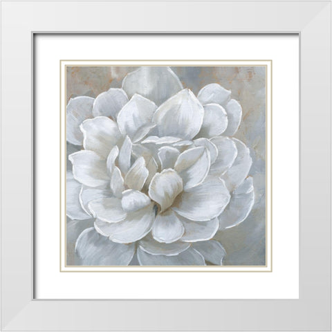 Bombshell Bloom I White Modern Wood Framed Art Print with Double Matting by Nan
