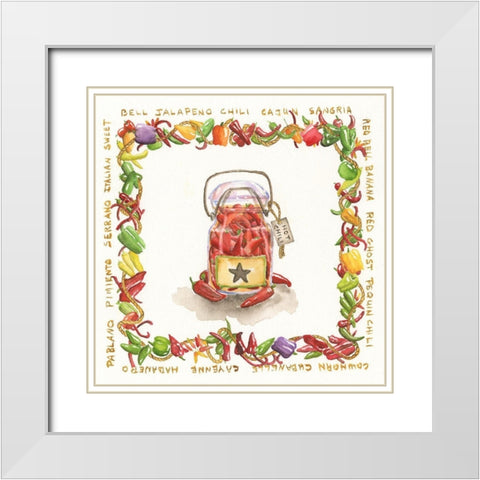 Hot Chili Medley White Modern Wood Framed Art Print with Double Matting by Halm, Carol
