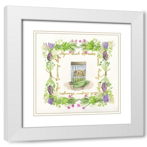 Herb Season White Modern Wood Framed Art Print with Double Matting by Halm, Carol
