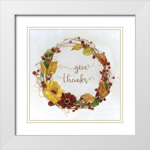 Give Thanks White Modern Wood Framed Art Print with Double Matting by Swatland, Sally
