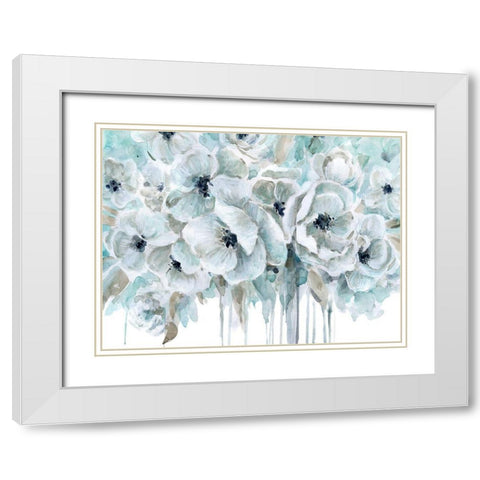 Teal Harmony II White Modern Wood Framed Art Print with Double Matting by Robinson, Carol