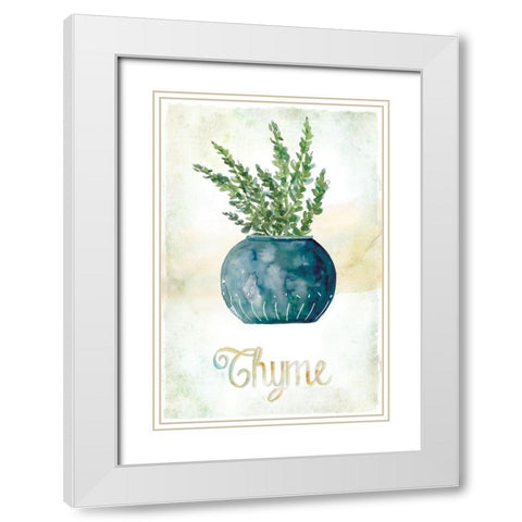 Potted Thyme White Modern Wood Framed Art Print with Double Matting by Robinson, Carol
