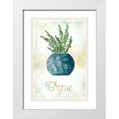 Potted Thyme White Modern Wood Framed Art Print with Double Matting by Robinson, Carol